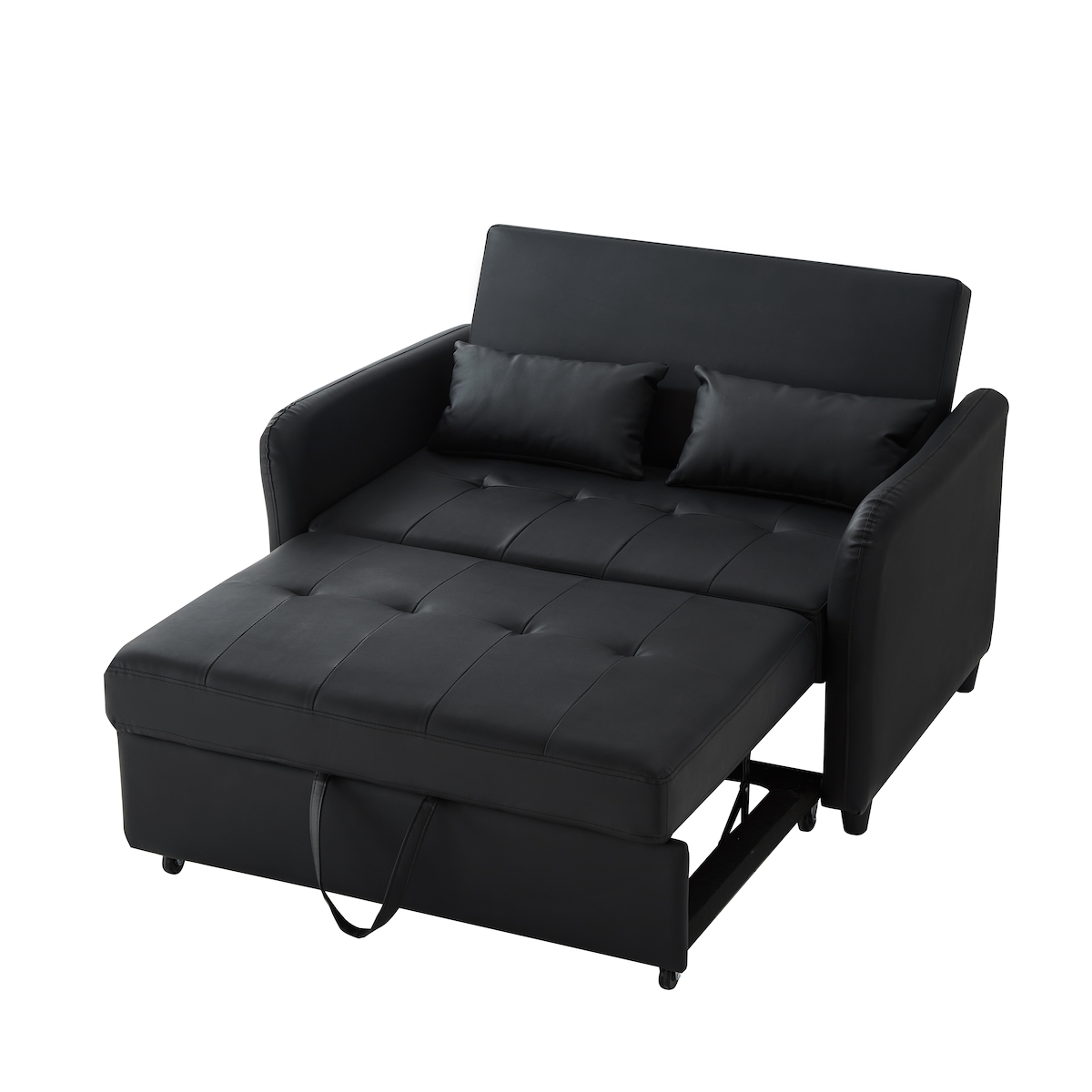 OKWISH Ausziehbares Sofabett 2-Sitzer 122x83x82 cm PU Wasserabweisend Hochdichter Schaumstoff 3-stufig verstellbare Rückenlehne Grau Image