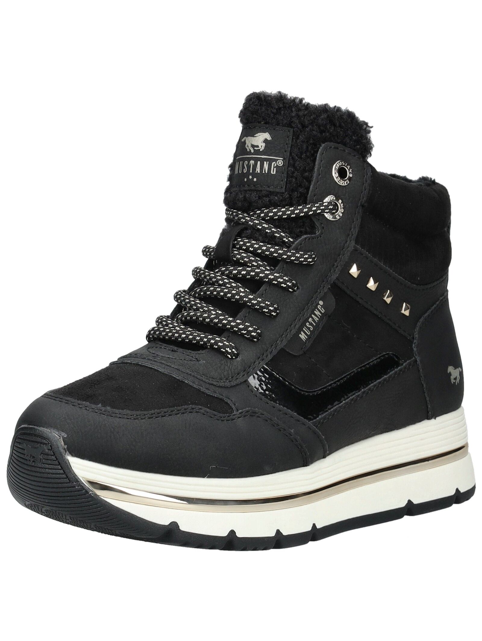Sneaker MUSTANG SHOES "Mustang Shoes Sneaker Lederimitat/Textil", Damen, Gr. 37, schwarz, Lederimitat, Textil, Schuhe Sneaker