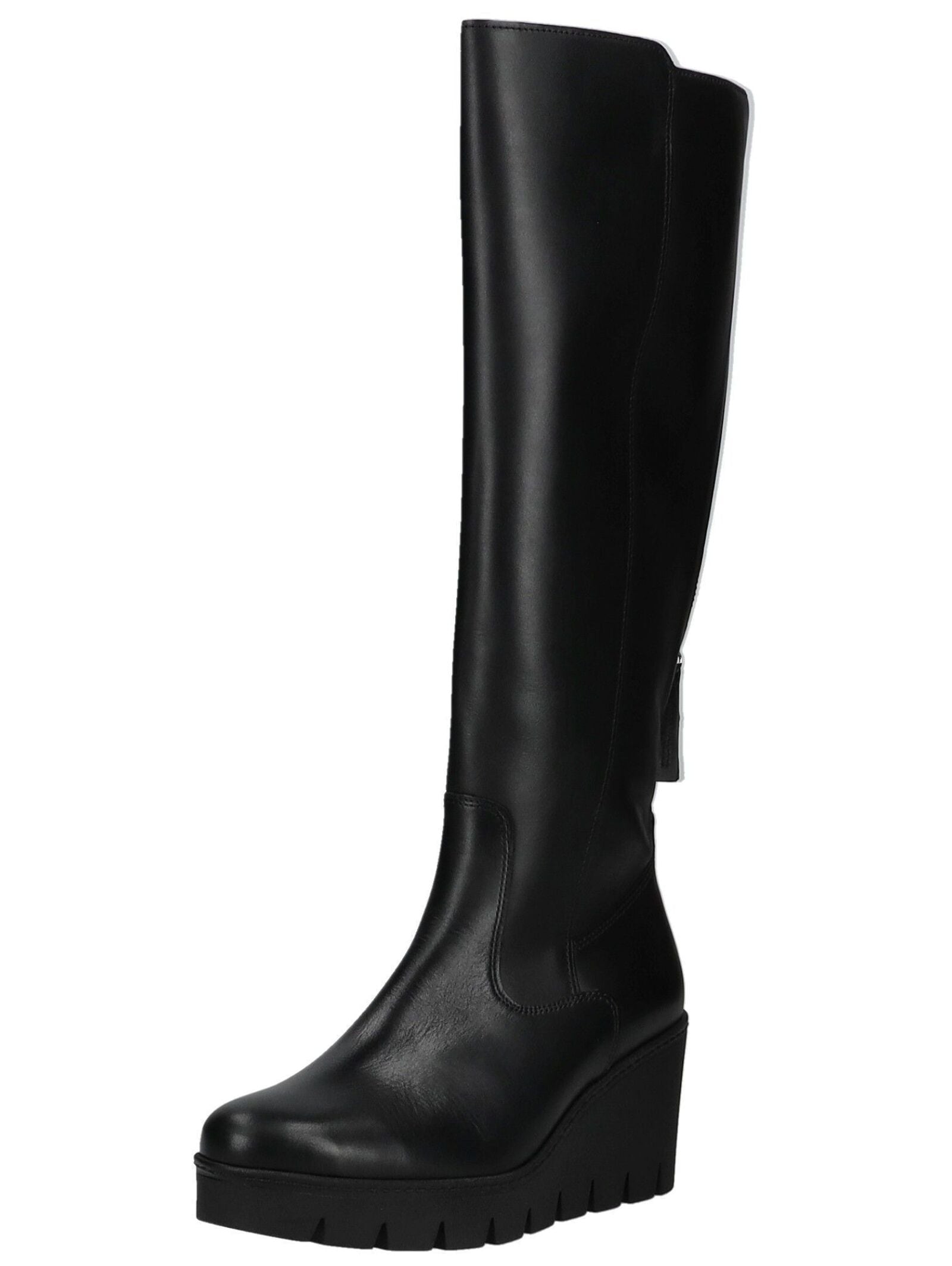 Keilstiefel GABOR "Gabor Stiefel Glattleder", Damen, Gr. 39, schwarz, Glattleder, Schuhe