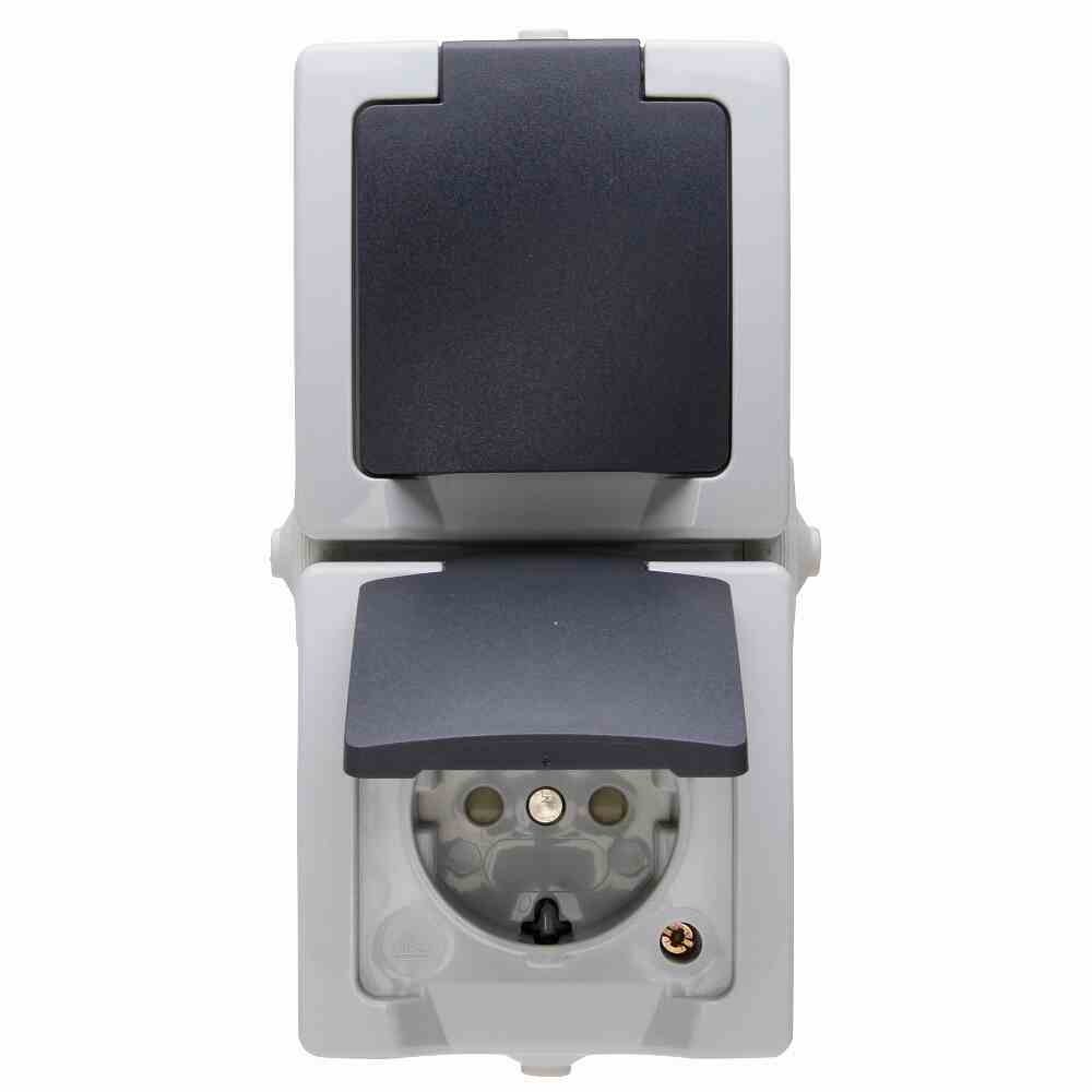 NAUTIC Steckdose, 2f, grau, matt, Aufputz, Mit erhöhtem Berührungsschutz Image