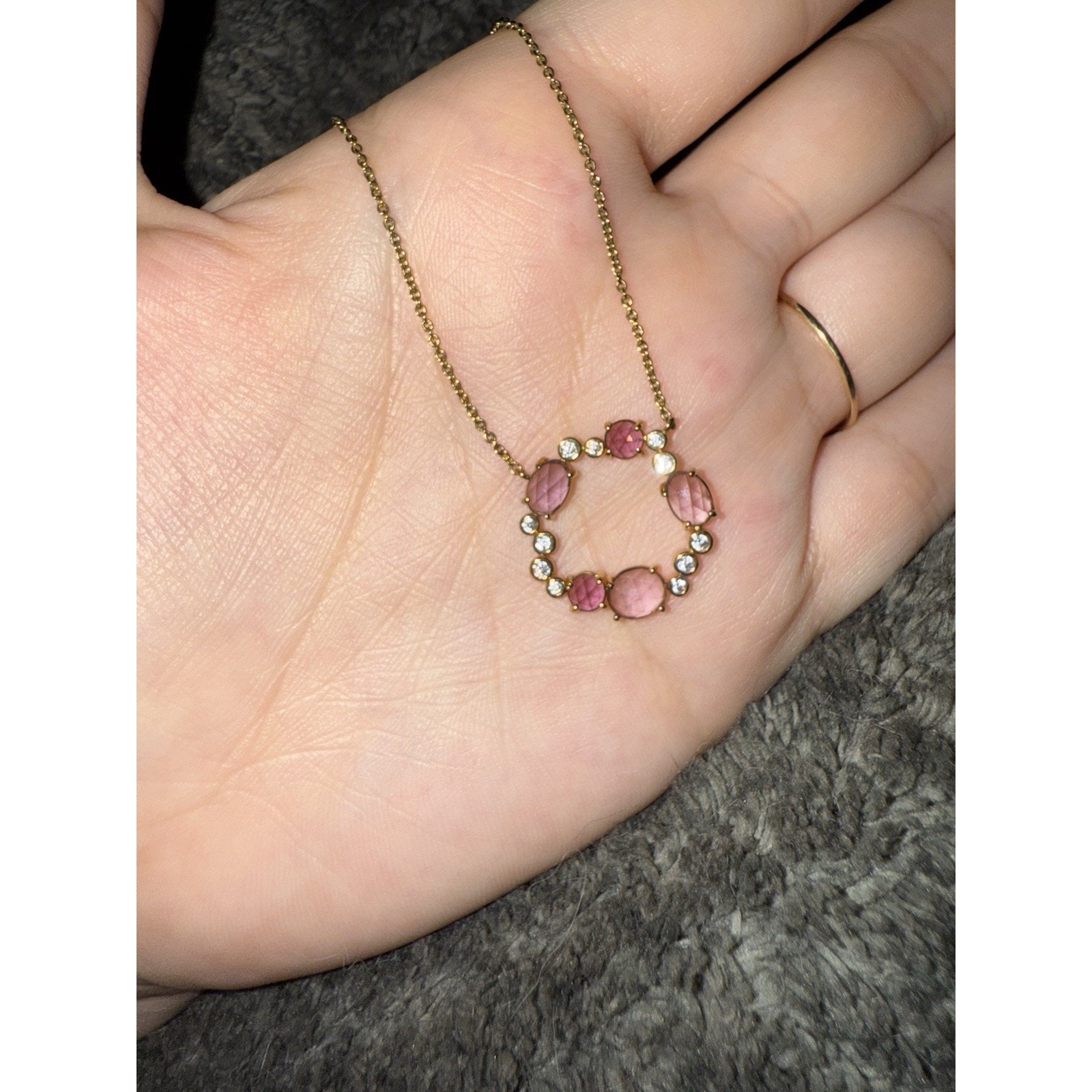 Anthropologie Jewelry | Anthropologie X Tai Rittichai Jewelry Purple Stone Halo Circle Necklace Gold | Color: Blue | Size: Os