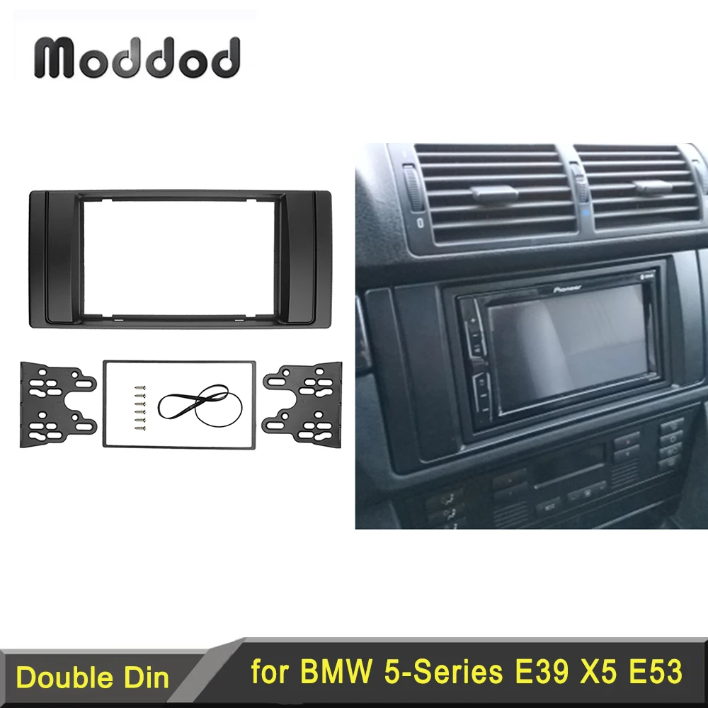 Doppel-Din-Radio-Blende für BMW Serie 5, E53 E39, CD, DVD, GPS, Stereo-Panel, Armaturenbrett-Halterung, Verkleidung, Schnittstelle, Lünette, Rahmen