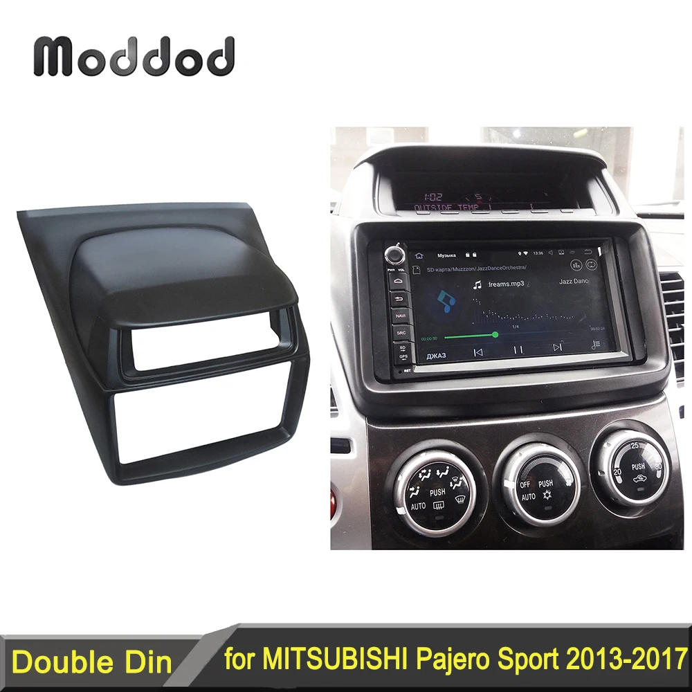 Doppelte Din-Blende für Mitsubishi Pajero Sport Triton L200 Radio DVD Stereo Panel Dash Montage Installation Trim Kit Gesichtsrahmen