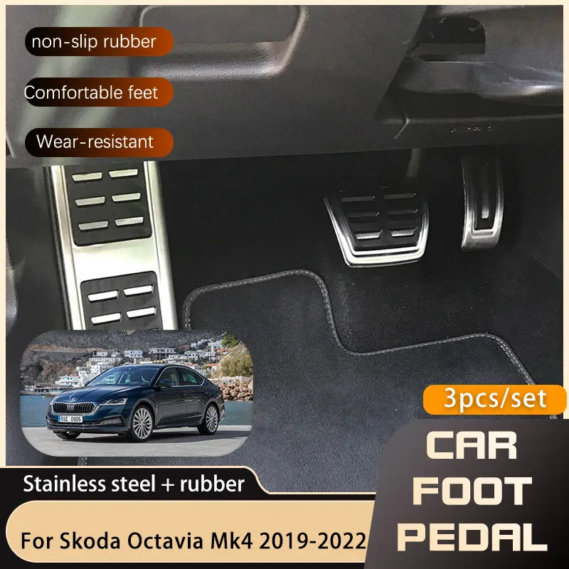 AT MT Auto Fußpedale Für Skoda Octavia Mk4 IV NX 2019 2020 2021 2022 Gaspedal Bremse Kein Bohren Pedal Abdeckung teile Auto-styling Image