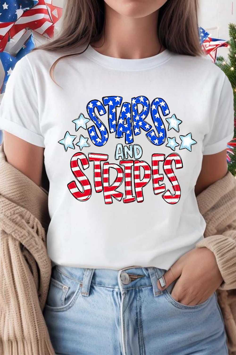 Stars Stripes Grafik-T-Shirt Image