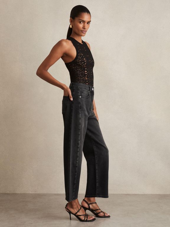 Barrel-Leg Seam Jeans - Natural - Reiss Jeans