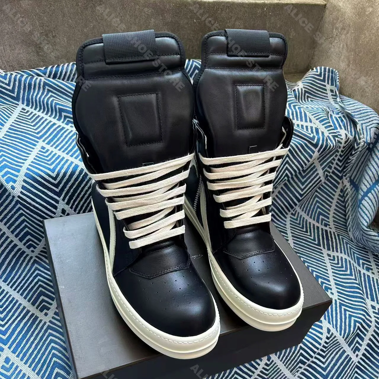 Neue Punk Frauen Ankle Boot Männer Sneaker Designer Plattform Lace-up & Zipper Schuh Schwarz Gothic Geobasket Luxus rock Flache Schuhe