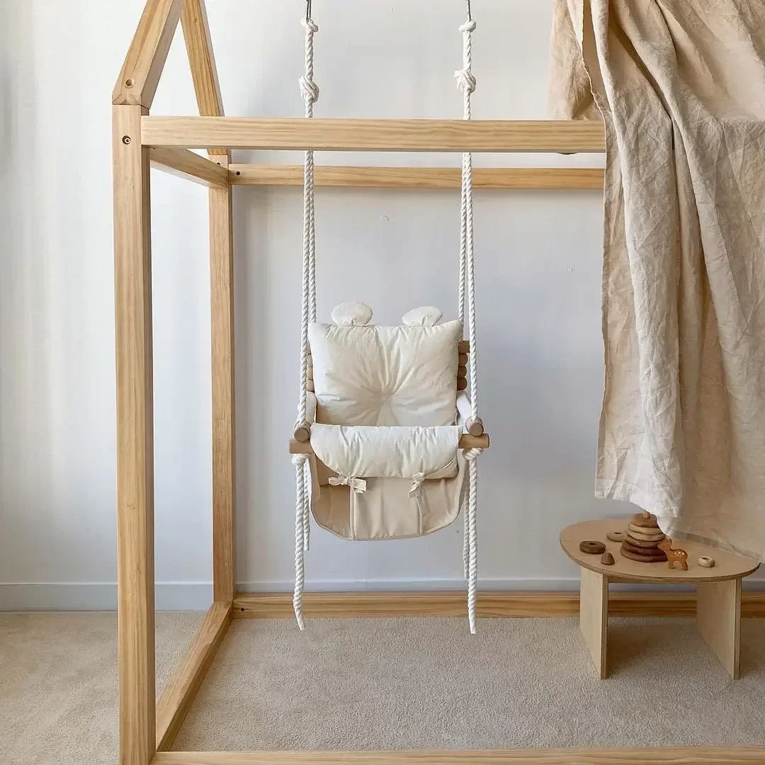 Baby Indoor Hängende Schaukel Säuglingsausrüstung Hängesessel Kleiner Korb Stoff Schaukelstuhl Haushalt Kinder Schaukel Kindergarten Komfort