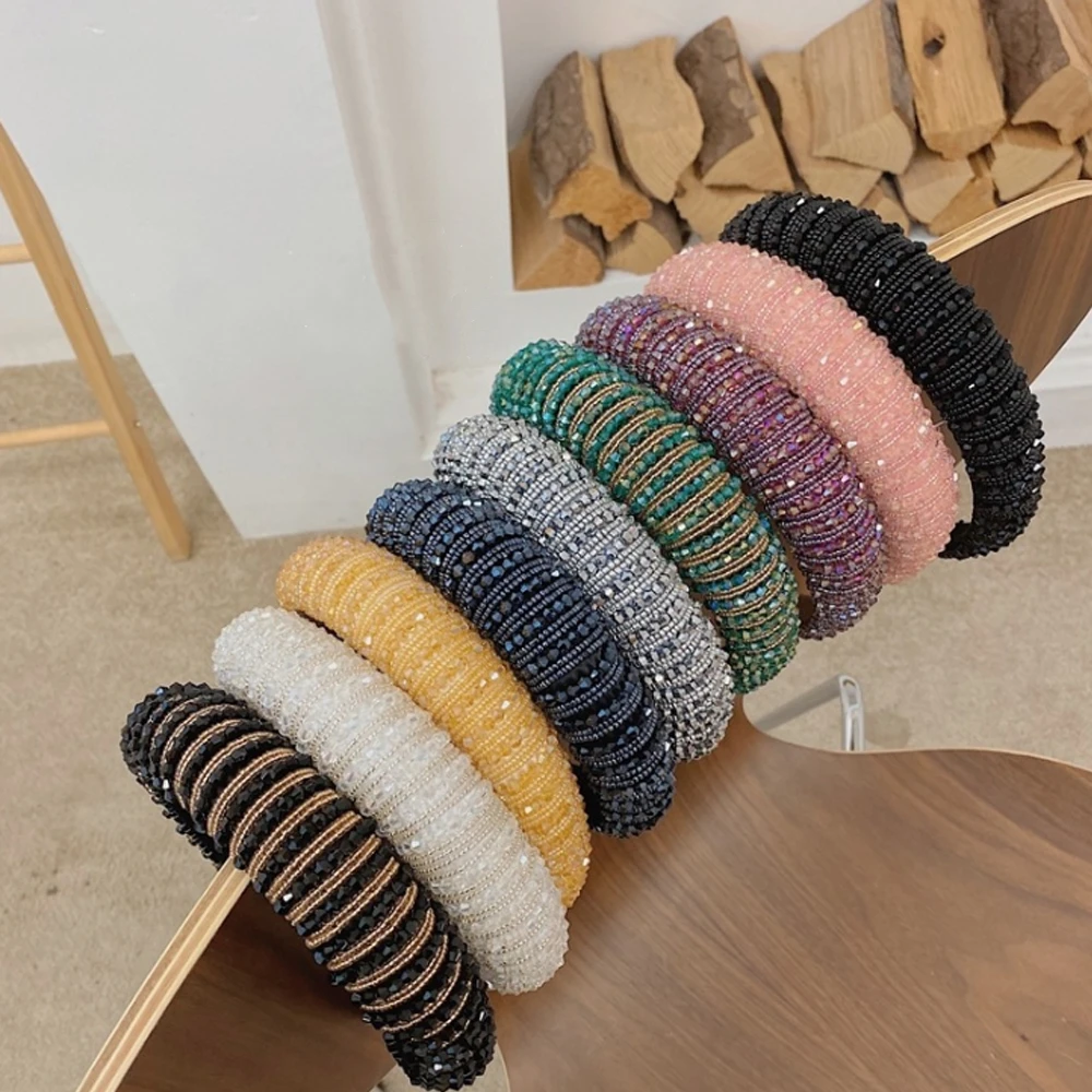 43 farbe Neue Luxuriöse Glänzende Strass Stirnbänder Für Frauen Elegante Barock Gem Haarband Fashion Hair Haar Accessoires Image