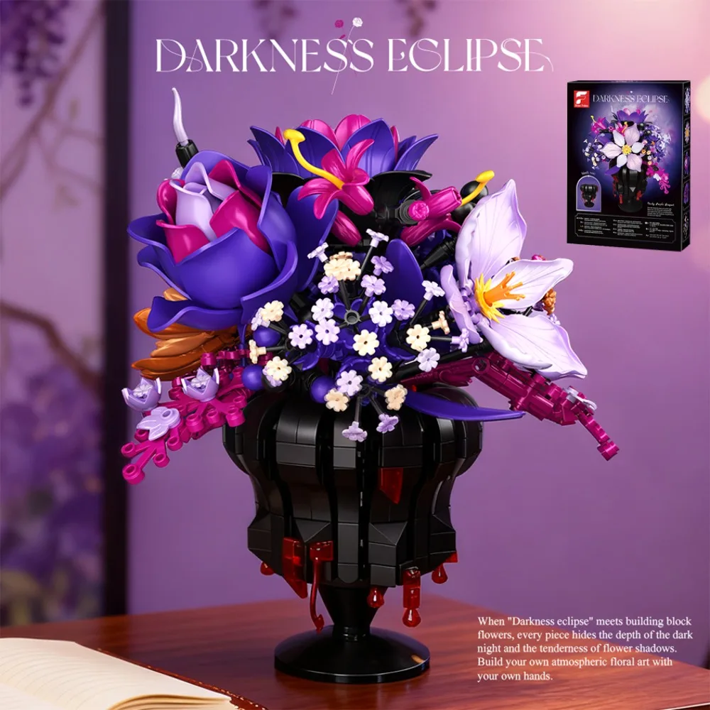 Kreative Gothic Bouquet Bausteine mit Blumenvase Modell Ziegel Spielzeug Home Dekorative Ornamente Kinder DIY Spielzeug Urlaub Geschenke Image