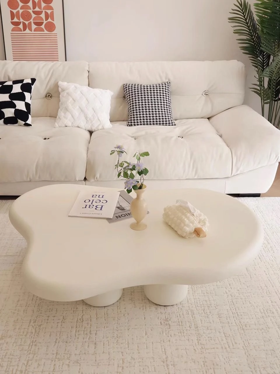 Wolken-Couchtisch für Wohnzimmer, Haushalt, cremefarbener Stil, einfacher moderner, speziell geformter kurzer Tisch, Couchtisch für das Wohnzimmer