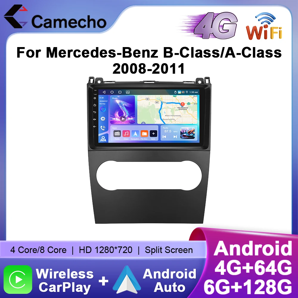 Camecho Autoradio Drahtloses CarPlay Android Auto Für Mercedes-Benz B-Klasse/A-Klasse 2008-2011 Auto Intelligente Systeme GPS 4G Wifi Image