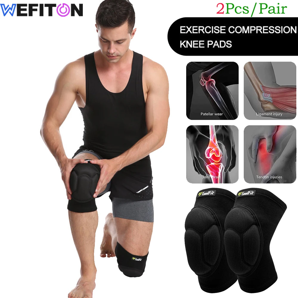 1 Paar schützende Knieschoner für Männer und Frauen, Volleyball-Knieschoner, dicke, rutschfeste Knieschoner, weiche Knieschoner für Fitnessstudio, Gartenarbeit, zum Knien Image