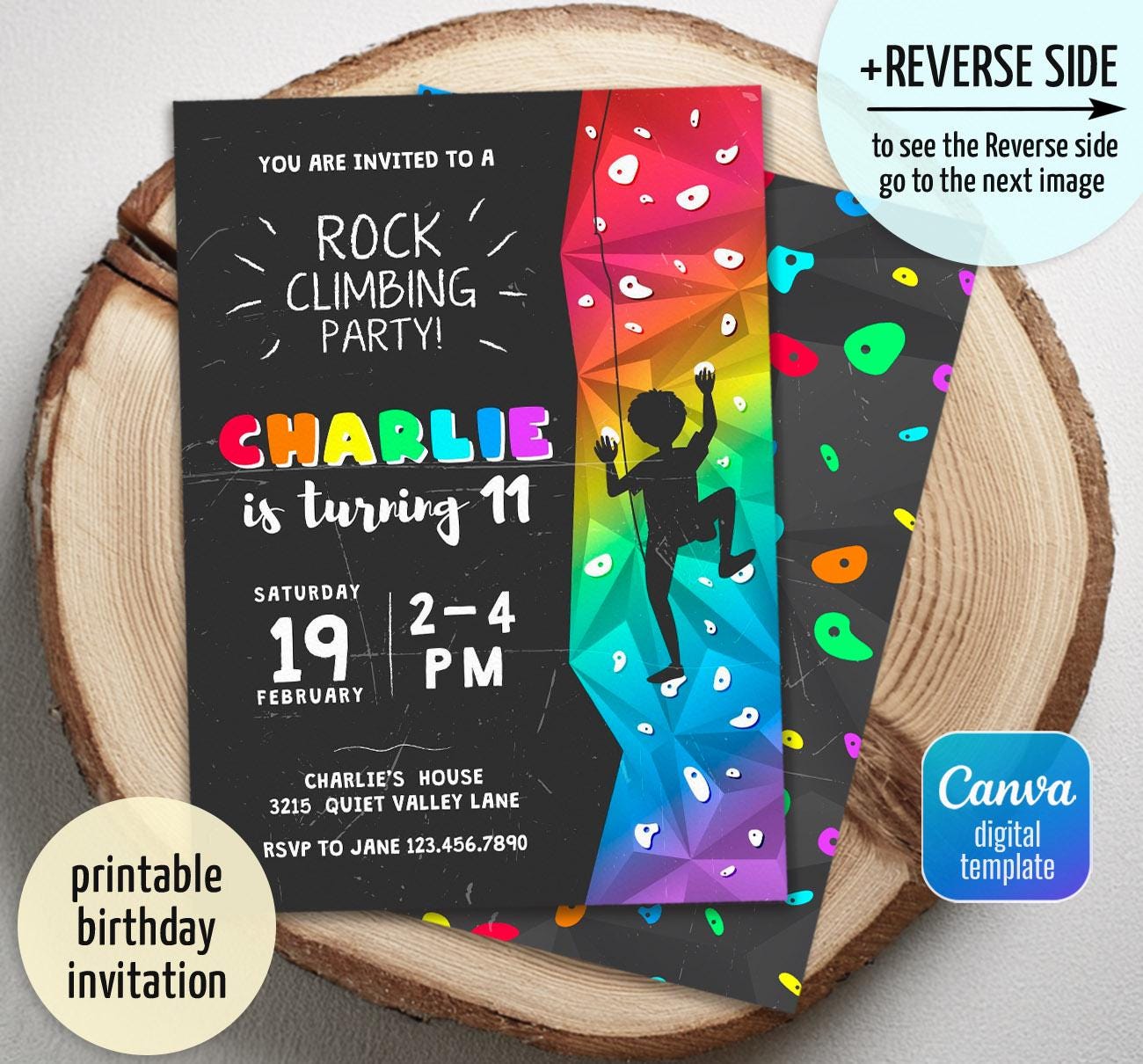 Invito di compleanno per arrampicata su roccia, invito per arrampicata su roccia, invito modificabile per arrampicata su roccia, invito stampabile per