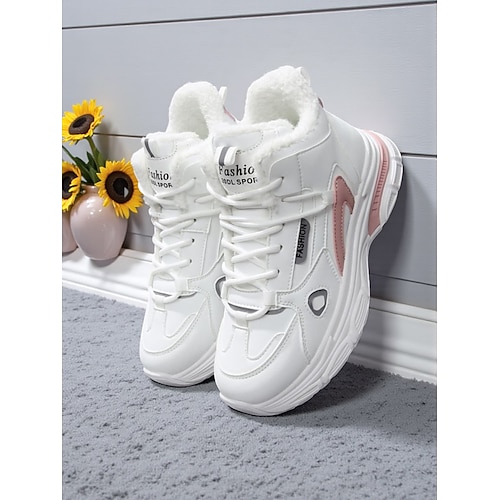 Lässige Damen-Wintersneaker mit Kunstfellfutter – modische High-Top-Schuhe für kaltes Wetter und den Alltag Image