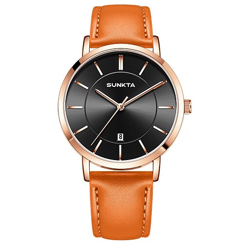 LIGE Herren Quarz Uhr Business Wasserdichte PU Leder Uhr Image