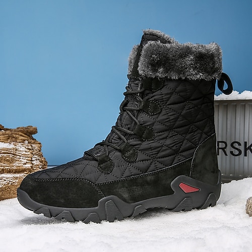 Wasserdichte, gefütterte Winterstiefel für Herren – rutschfeste, warme Steppstiefel für Wanderungen und kaltes Wetter Image