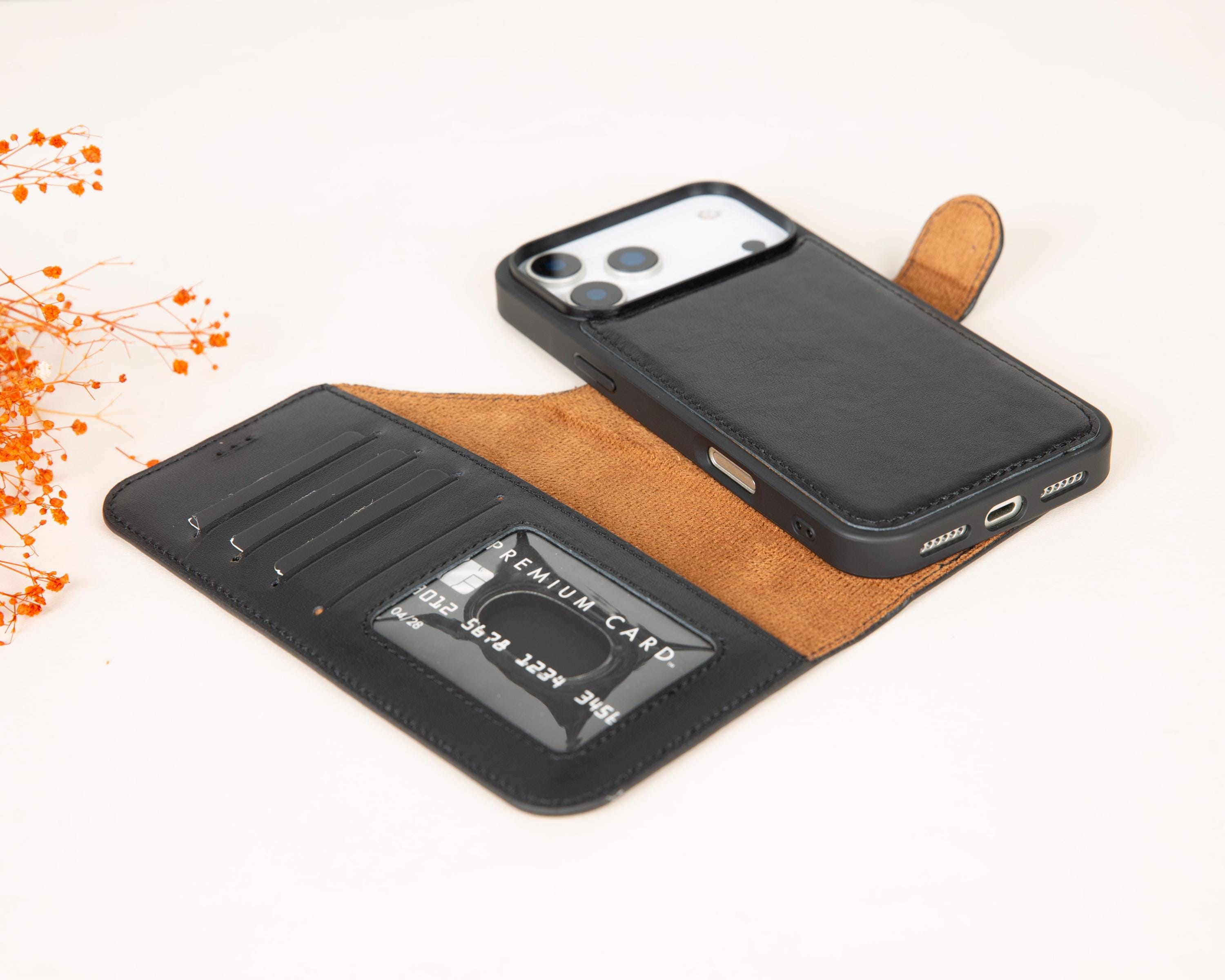Custodia in pelle personalizzata per iPhone serie 17, custodia a portafoglio per iPhone 17/17 Air/17 Pro/17 ProMax, custodia staccabile per iPhone 17