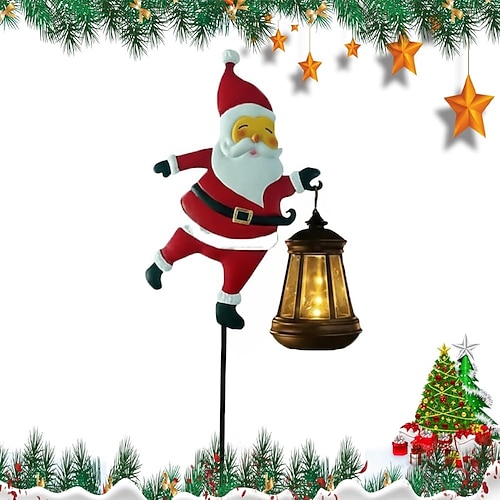 Weihnachts-Solar-Weihnachtsmann Gießkanne Lichter Vintage Metall Außen Gartendekoration Solar-Kessel-Licht für Patio Weg Weihnachtsgeschenke Image