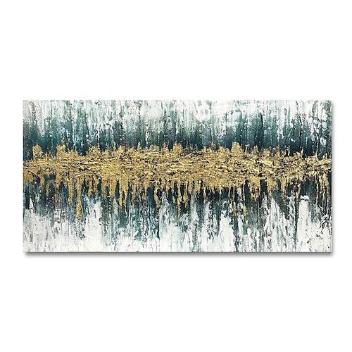 Handgemaltes Ölgemälde auf Leinwand, moderne abstrakte Wanddekoration mit leichter, luxuriöser Goldfolienstruktur für Wohnzimmer und Heimdekoration, auf Keilrahmen gespannt / ohne Rahmen Image