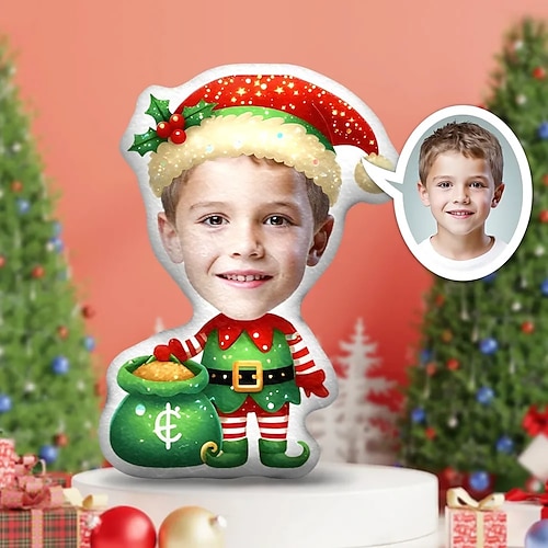 Personalisiertes Fotokissen für Weihnachten, kreatives DIY-Kissen in Humanoidform, lustiges Geburtstagsgeschenk für Freunde, einzigartiges Fotokissen, individuelle Fotogeschenke zu Weihnachten Image