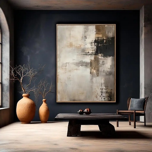 Handgemaltes Ölgemälde auf Leinwand, abstrakte Wanddekoration für Zuhause, Sofa, Eingangsbereich, Flur, auf Keilrahmen gespannt / gerollt, rahmenlos, ungespannt Image