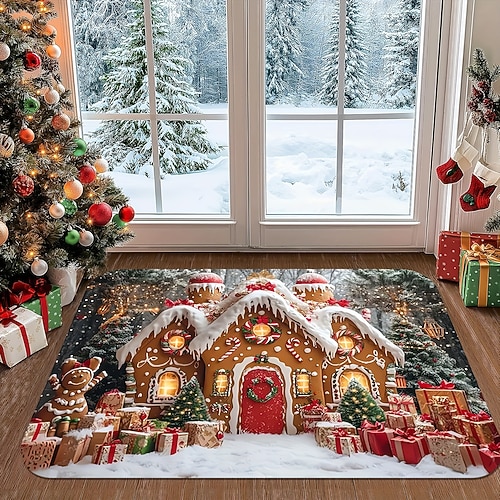 weicher Weihnachtsteppich aus Kristall-Samt Gemütliche Fußmatte für den Eingangsbereich, leicht zu reinigen Image