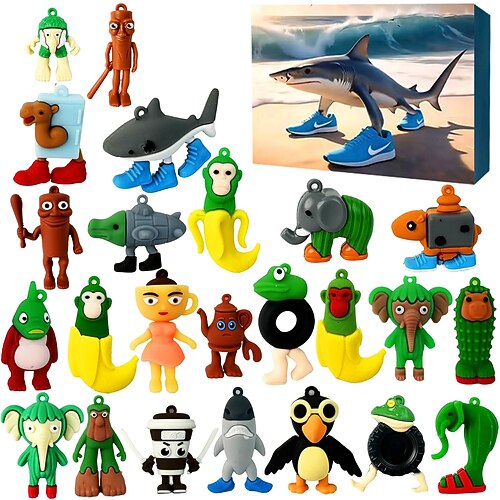 Italienischer Adventskalender 2025 mit Tung Tung Tung Sahur-Figuren, Halloween-Weihnachtsgeschenk für Kinder, Teenager, Mädchen und Jungen Image