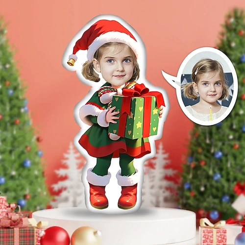 Personalisiertes Fotokissen für Weihnachten, kreatives DIY-Kissen in Humanoidform, lustiges Geburtstagsgeschenk für Freunde, einzigartiges Fotokissen, individuelle Fotogeschenke zu Weihnachten Image