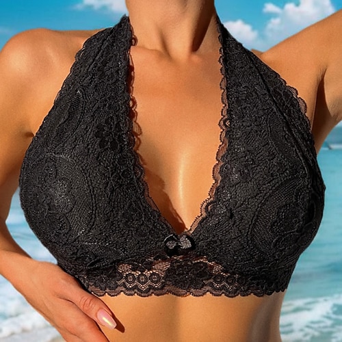 Damen Sexy Dessous BH Spitze RückenfreiNightwearNylon Einfarbig Mode Sexy Schwarz Weiß Rote Frühling Sommer Herbst Winter Image
