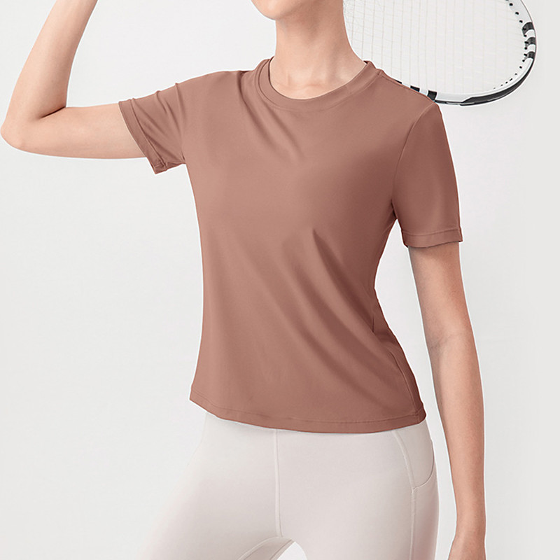 Women's Solid Colored Workout Tee Workout Tops Elastic Sweat-Wicking Breathable Tennis Pickleball Yoga Crew Neck Top Black White Blue Tennis Clothing