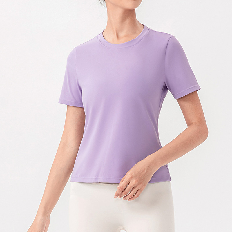 Women's Solid Colored Workout Tee Workout Tops Elastic Sweat-Wicking Breathable Tennis Pickleball Yoga Crew Neck Top Black White Blue Tennis Clothing