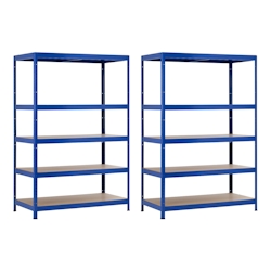Pack modulare Metallregale mit je 5 Regalböden 1250 kg Tragkraft 120 x 60 x 180 cm Blau Thinia Home Image