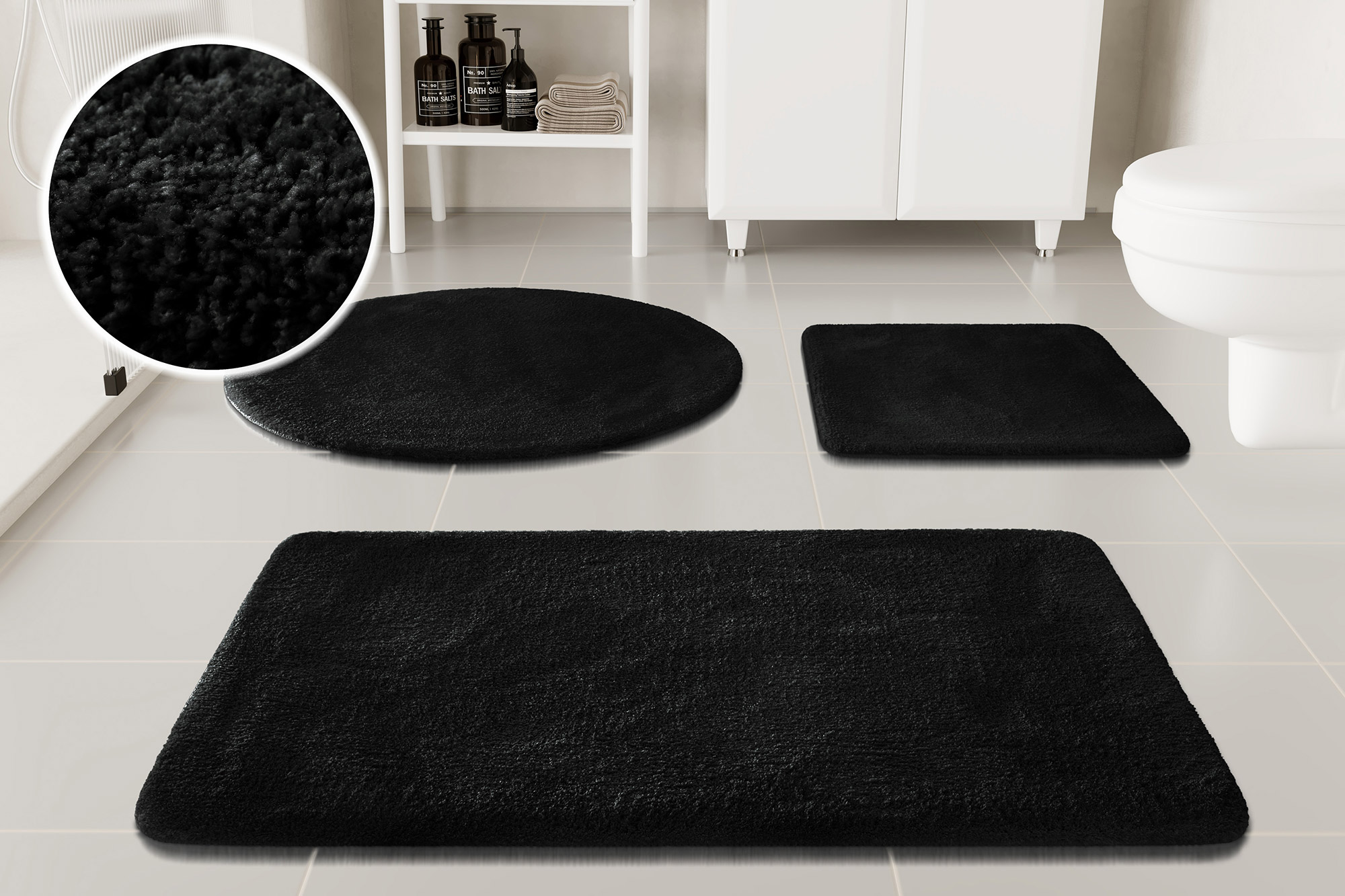 Badematte OTTO HOME "Neele", schwarz, H:20mm, Polyester, Badematten, Badematte, Badteppich, getuftet, modern, Uni, antirutsch, flauschig, Hochflor Image