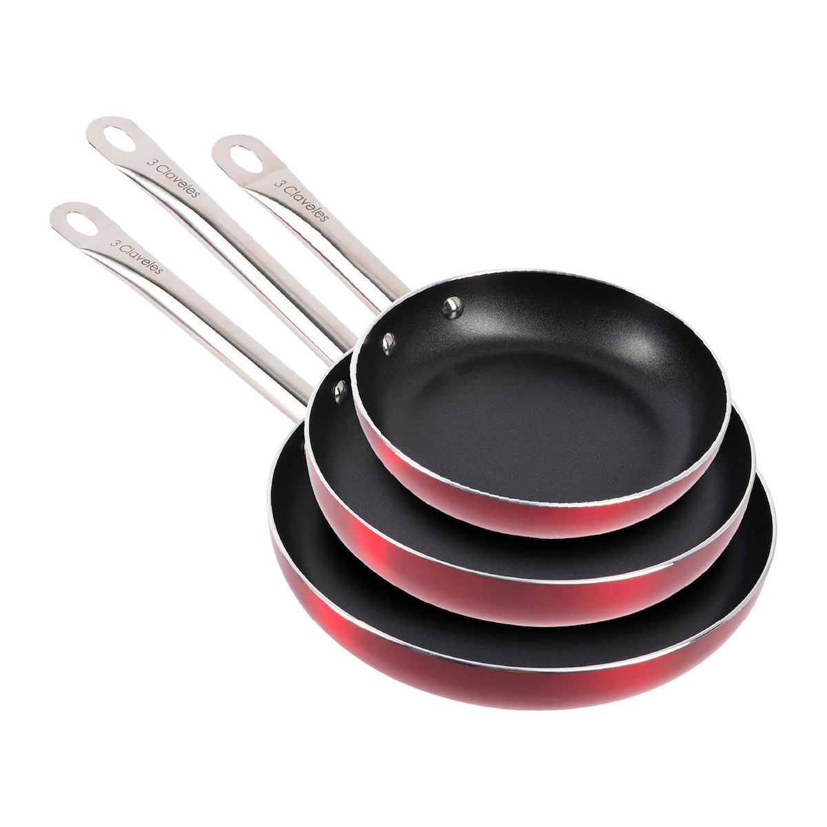 3claveles - 3er-Set Bratpfannen (Ø 20/Ø 24/Ø 28cm) aus gepresstem Aluminium mit Antihaftbeschichtung Image