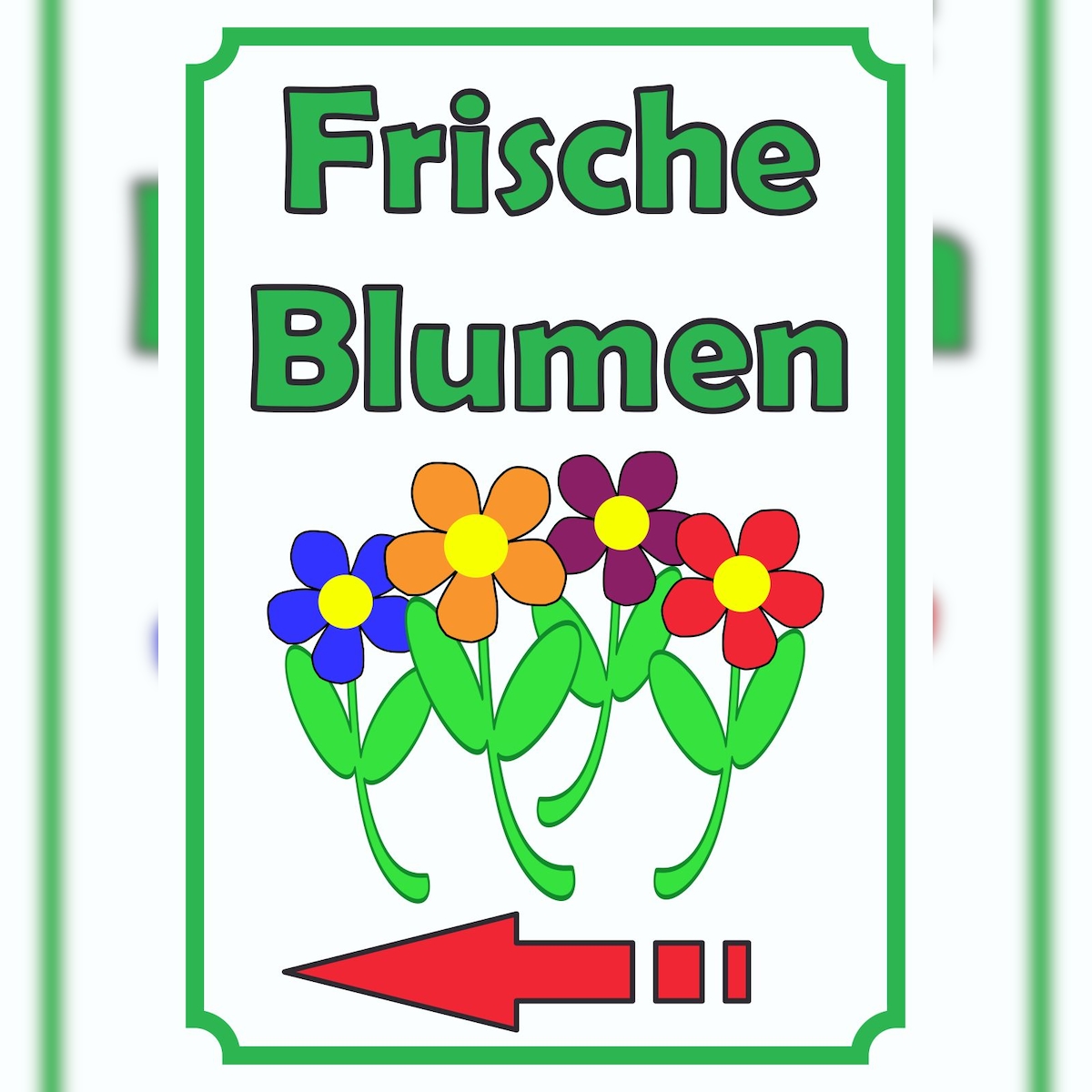 HB-Druck Verkaufsschild Schild BlumenHochkant mit Pfeil links A1 (594x841mm) Image