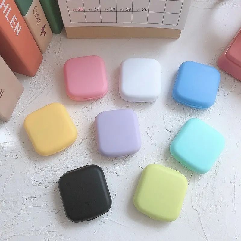 Color Contact Lens Case Set With Mirror And Soak Storage Bag black