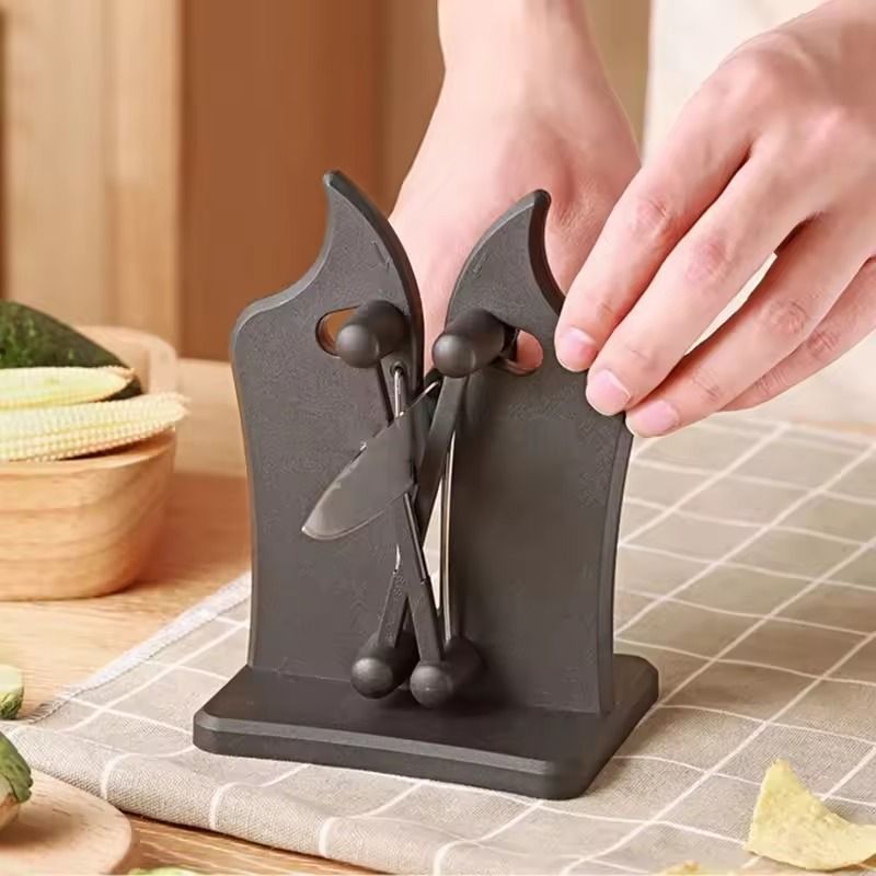 Household Knife Sharpener Multifunctional Kitchen Sharpening Stone silver