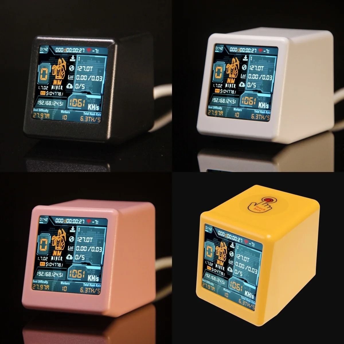 NMMiner Colorful Smart TV BTC Lottery Miner And Silent Desktop Clock yellow