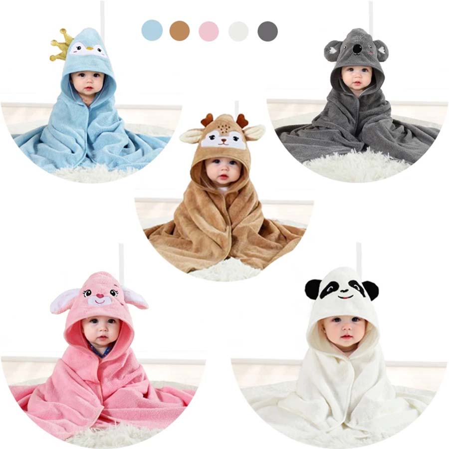 Cartoon Baby Bath Towel, Hooded Baby Bathrobe For Newborns, Swaddling Blanket For Boys And Girls, Soft Polyester Fiber panda