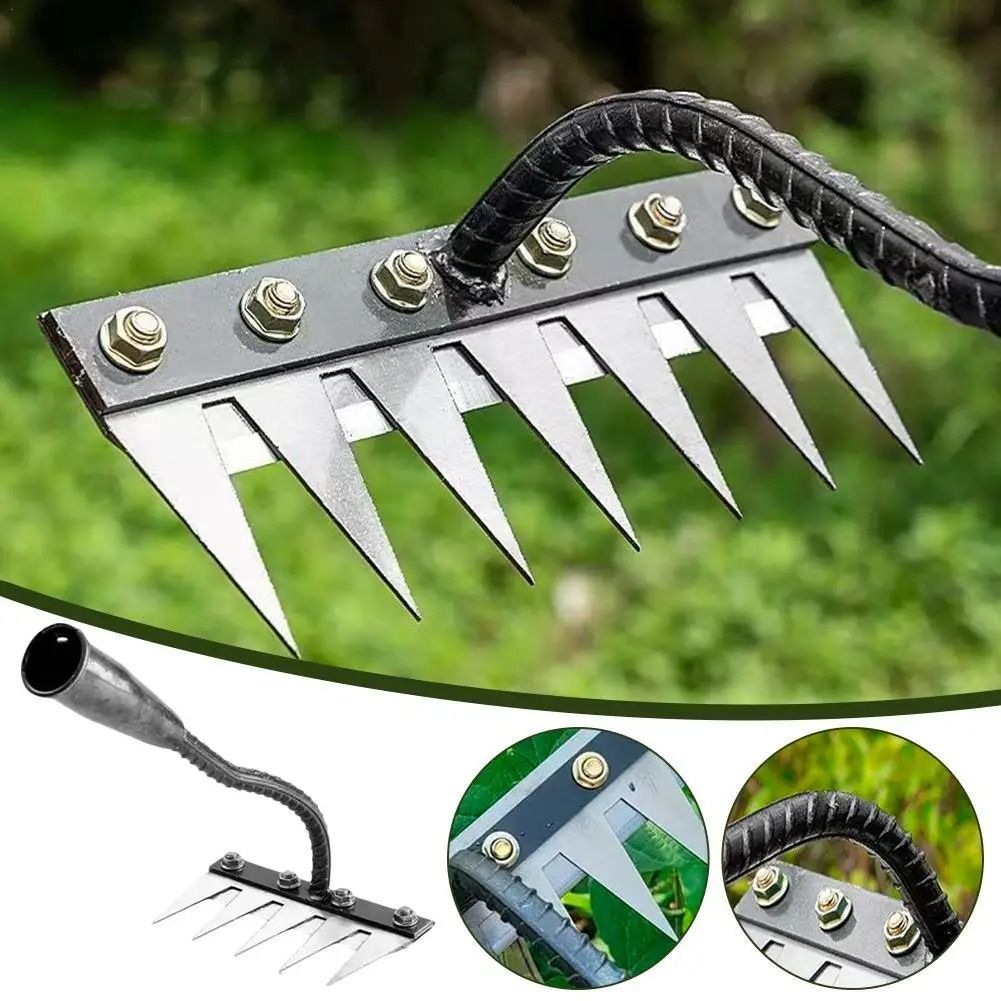 Carbon Steel Garden Hand Rake For Weeding And Soil Scarifying 8 teeth