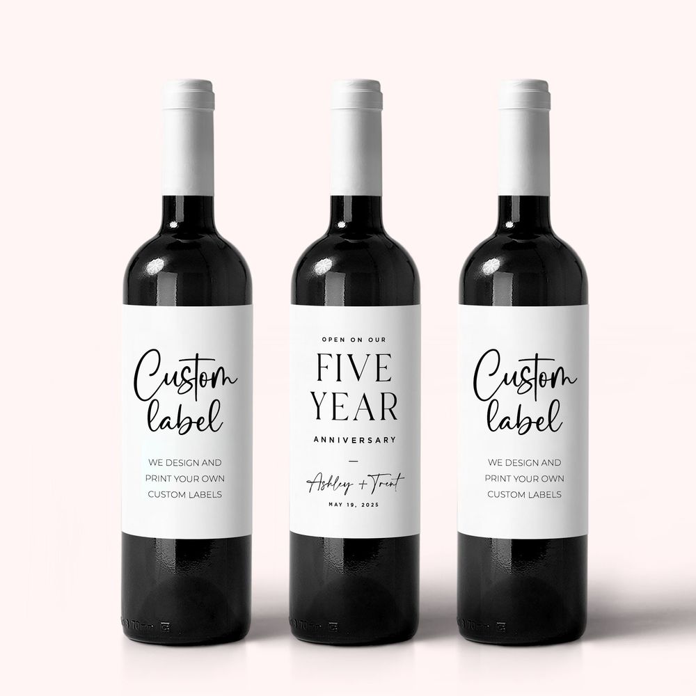 Custom Logo Or Text Wine Bottle Stickers, Personalised Waterproof Champagne Labels, For Wedding Party, Bridal Shower d10 10.2x8.9cm