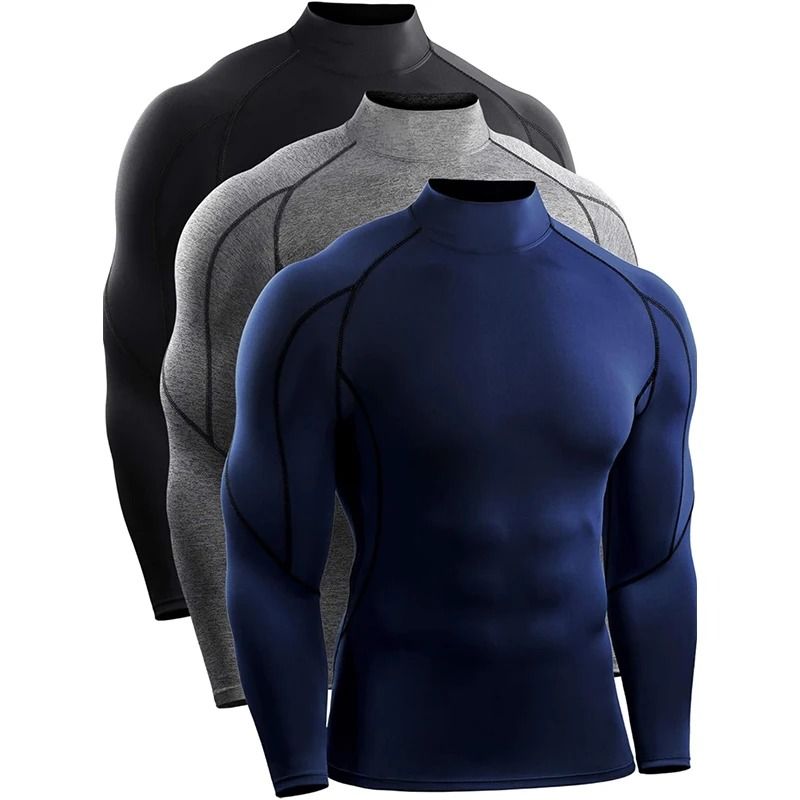 Men Long Sleeve Compression Running T Shirt Gym Fitness Training Top 2xl gray