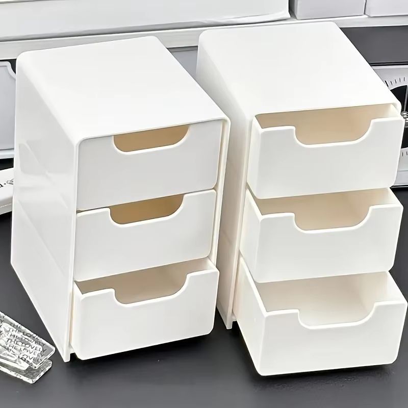 Mini Chic 3 Tier Drawer Organizer Compact Desk Storage For Office Supplies, Jewelry & Cosmetics 1pc