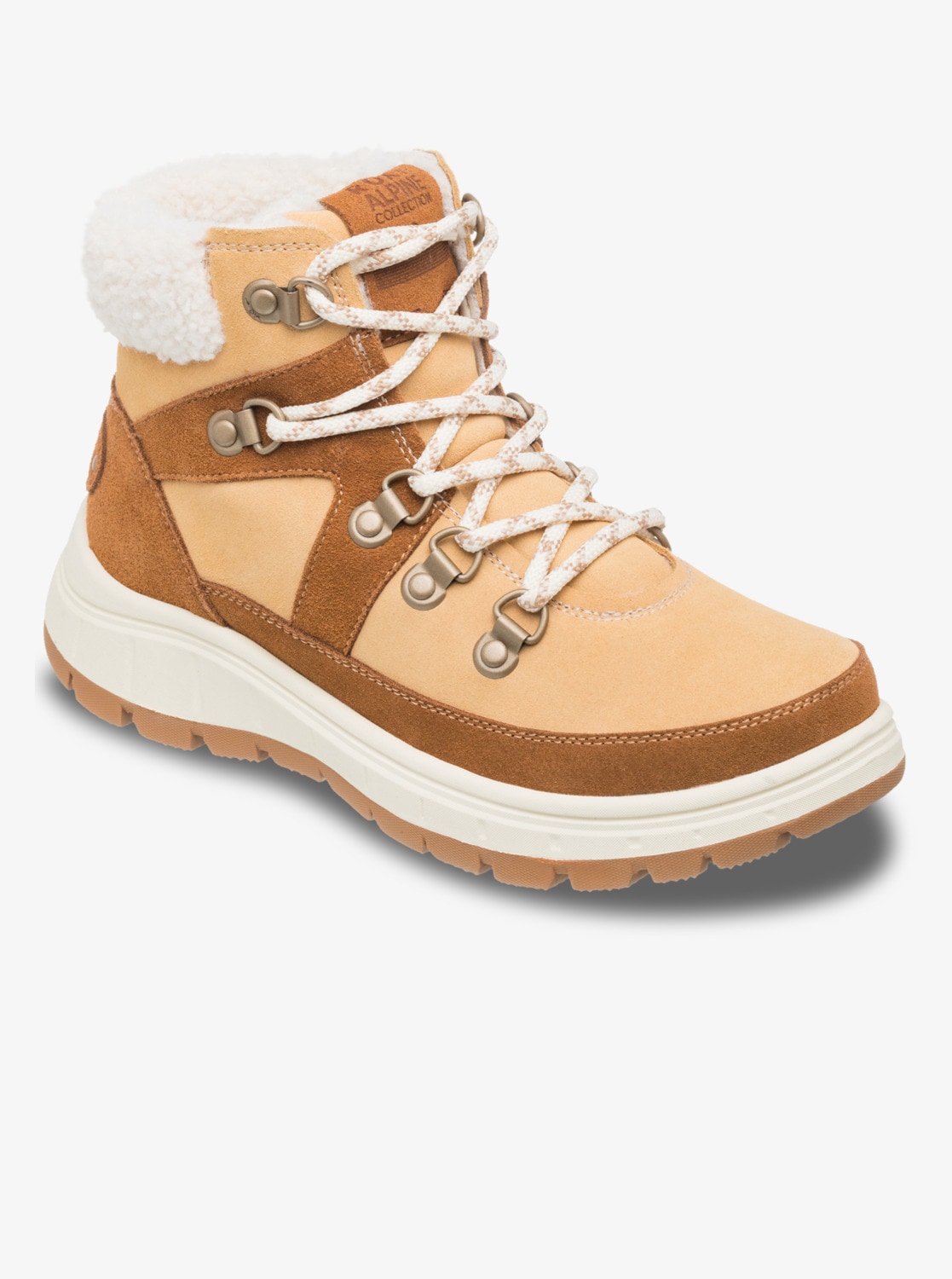 Winterboots ROXY "ALYAH", Damen, Gr. 39, camel, Leder, Synthetik, Schuhe Winterboots, Winterschuhe, Winterstiefel, Snowboots, wasserabweisend & gefüttert