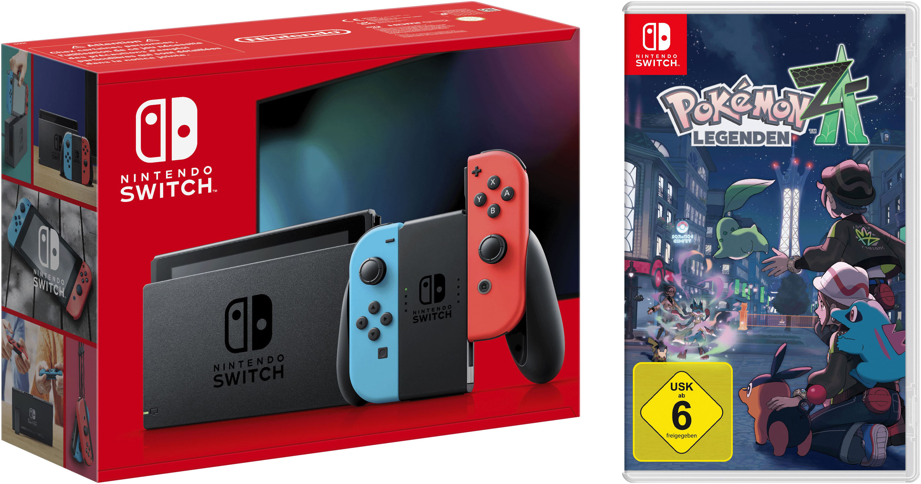 NINTENDO SWITCH Konsolen-Set "Switch + Pokemon-Legenden: Z-A", bunt (neonrot, neonblau), B:23,9cm H:10,2cm T:1,39cm, Spielekonsolen, Switch r/b neon + Pokemon-Legenden: Z-A