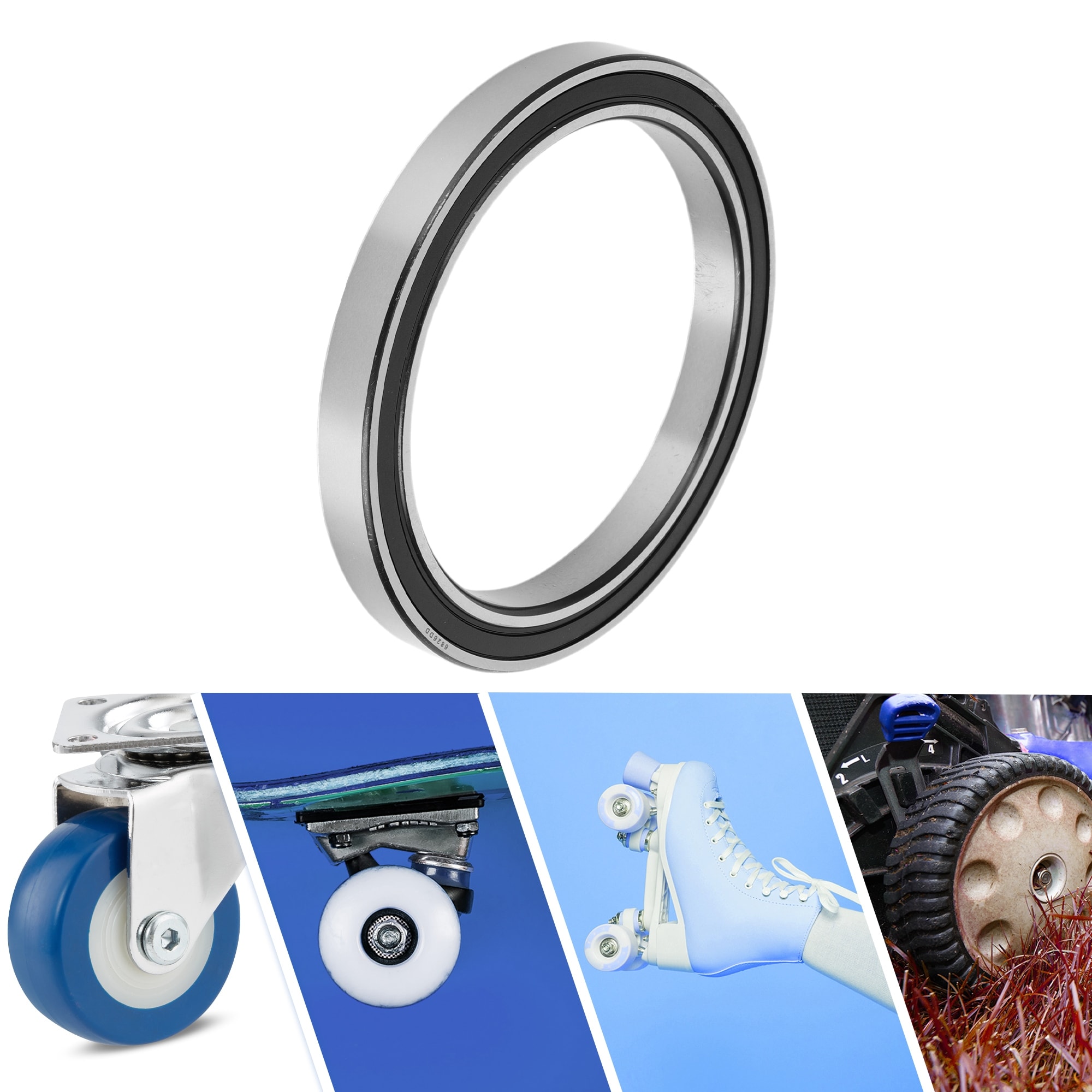 Deep Groove Ball Bearings P6 Lubricated Bearings Double Rubber Seal Silver Tone for Scooter Skateboard Wheel