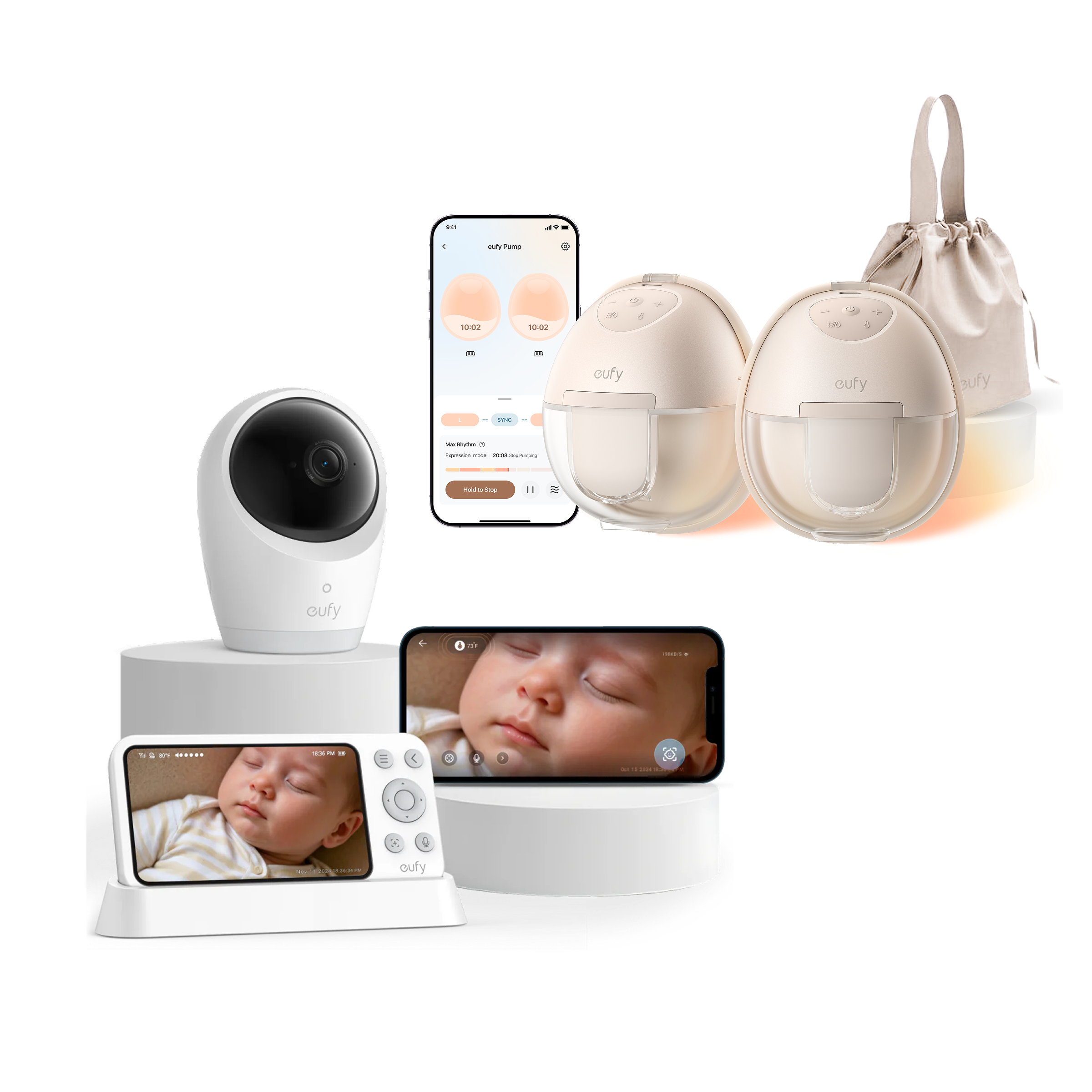 eufy Babyphone mit Kamera E21 mit Tragbare Milchpumpe S1