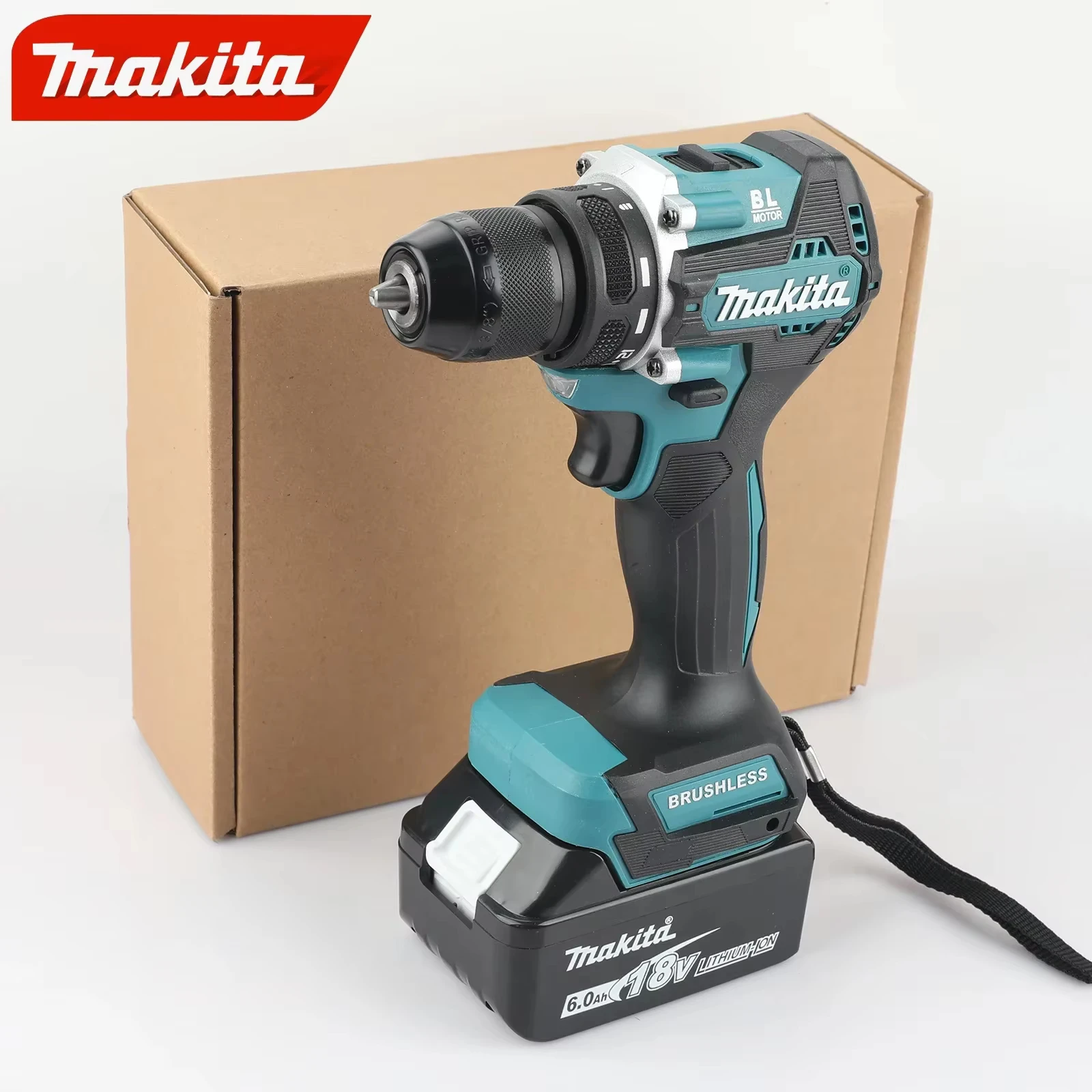 Makita DDF487 18V Schraubendreher Akku-Schlagbohrmaschine Elektrischer bürstenloser Motor mit variabler Geschwindigkeit Schlagkraftwerkzeuge Bohrmaschine Image