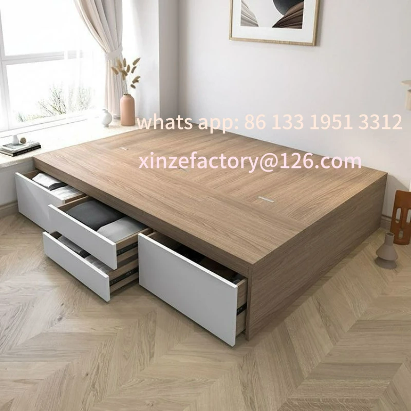 Anpassbare Tatami-Bettkombination ohne Bett, Einzelbett, Doppelbett, hohes Kastenbett, multifunktional Image